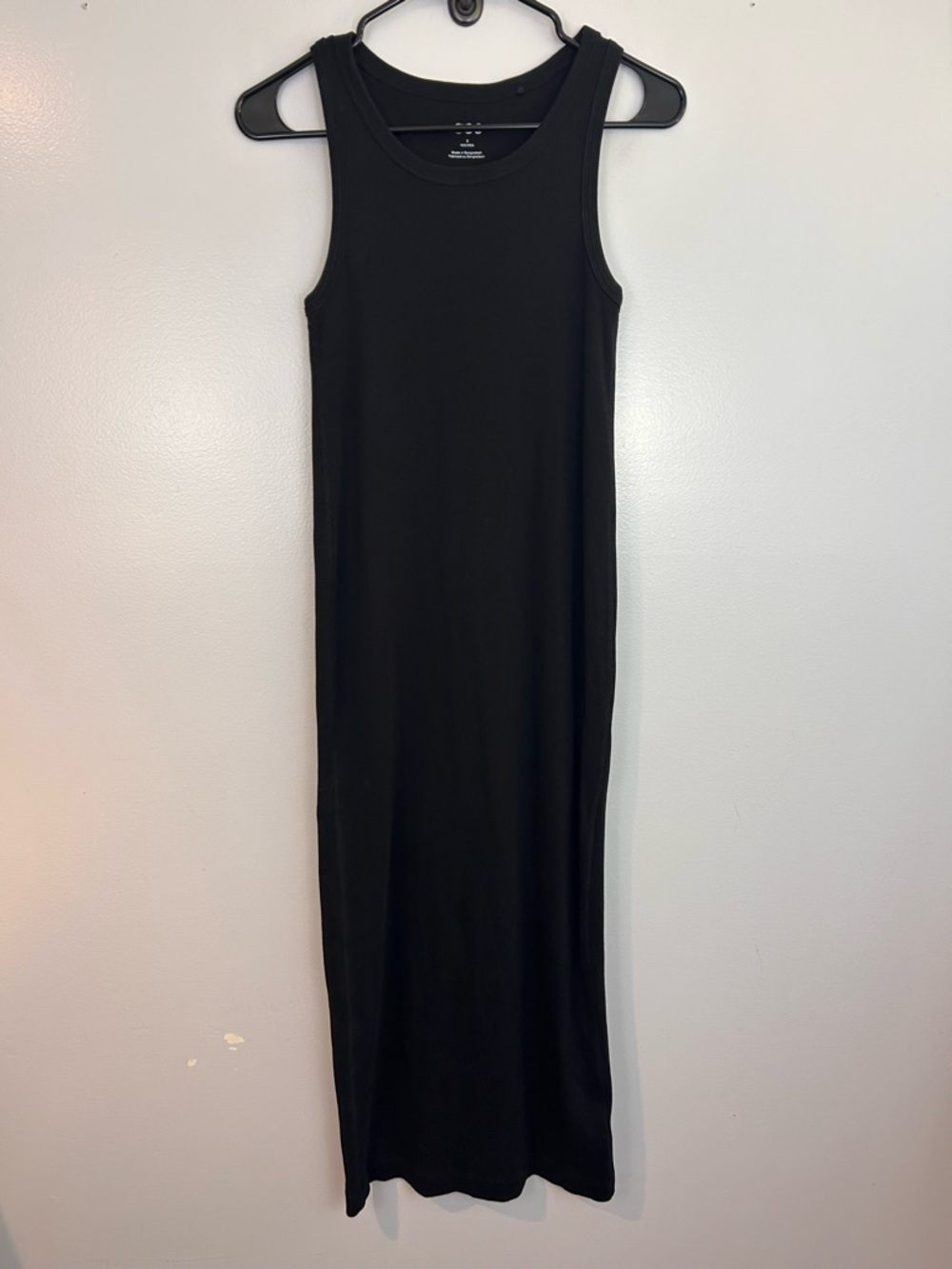 COS Black Classic Cotton Ribbed Tube Sleeveless Midi Maxi Dress Size Small